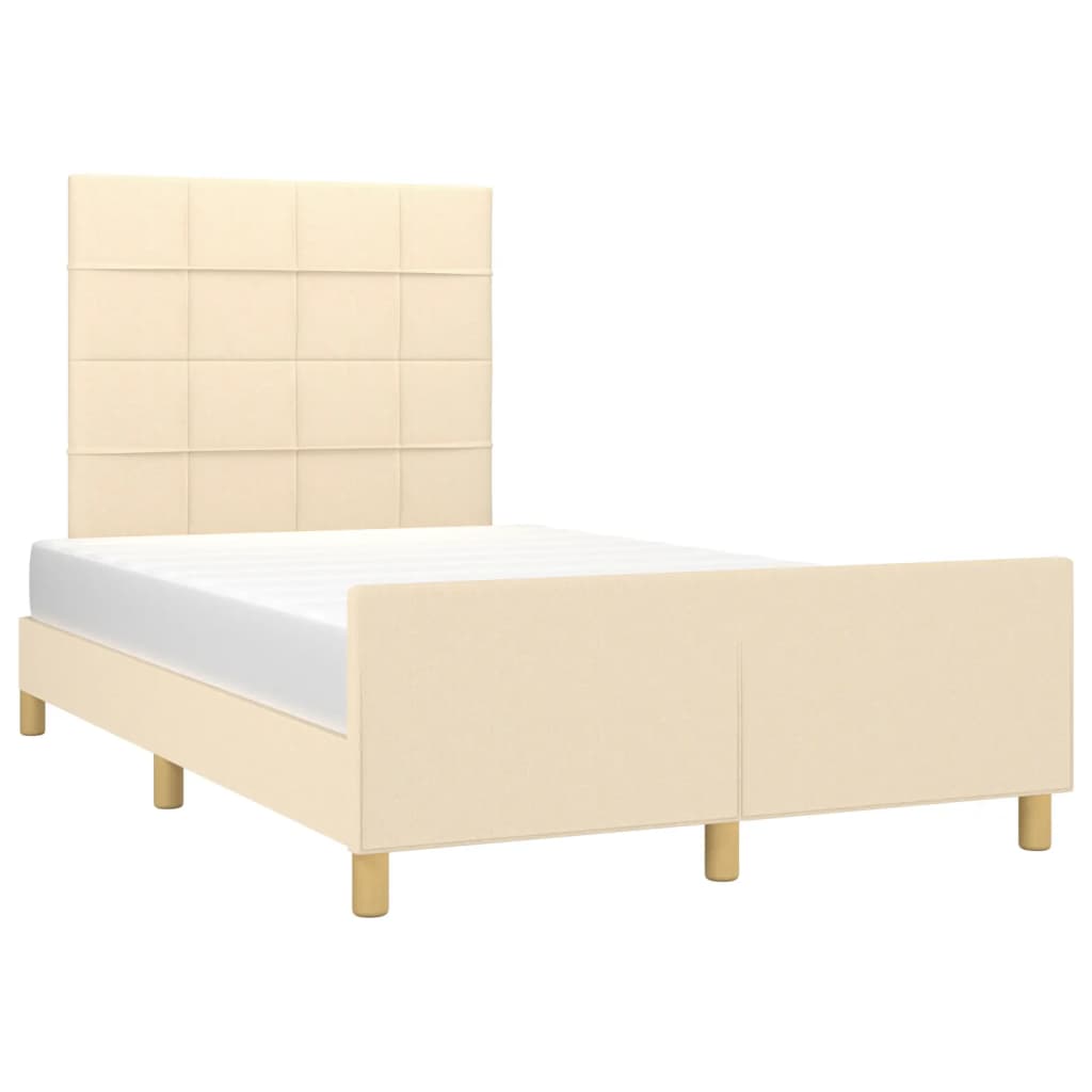 Estrutura de cama sem colchão 120x200 cm tecido cor creme