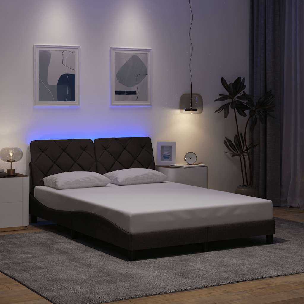 Estrutura de cama com LED sem colchão 140x190 cm tecido