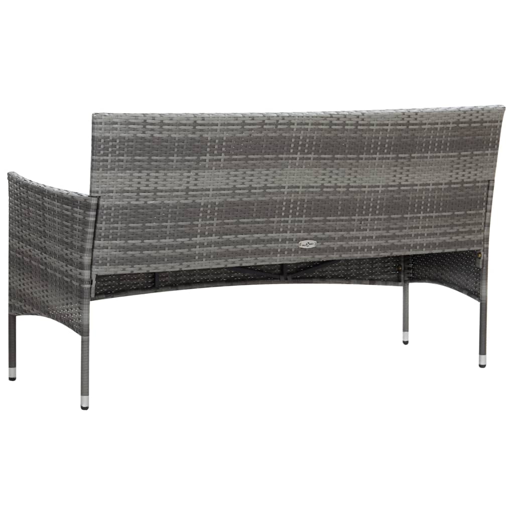4 Pcs conjunto lounge de jardim c/ almofadões vime PE cinzento