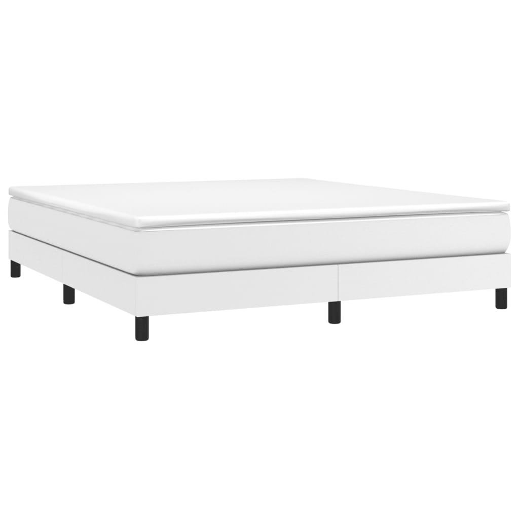 Estrutura de cama com molas 160x200 cm couro artificial branco