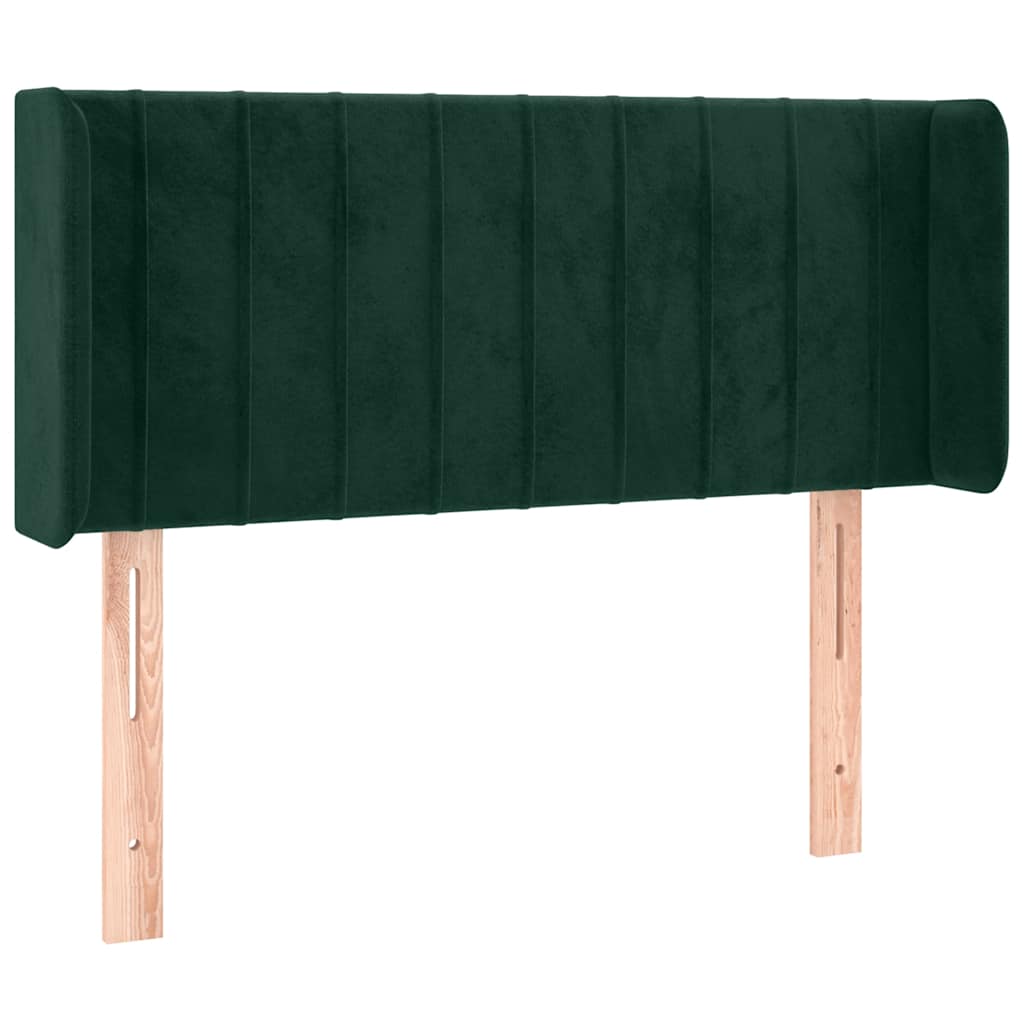 Cabeceira cama c/ luzes LED veludo 83x16x78/88 cm verde-escuro