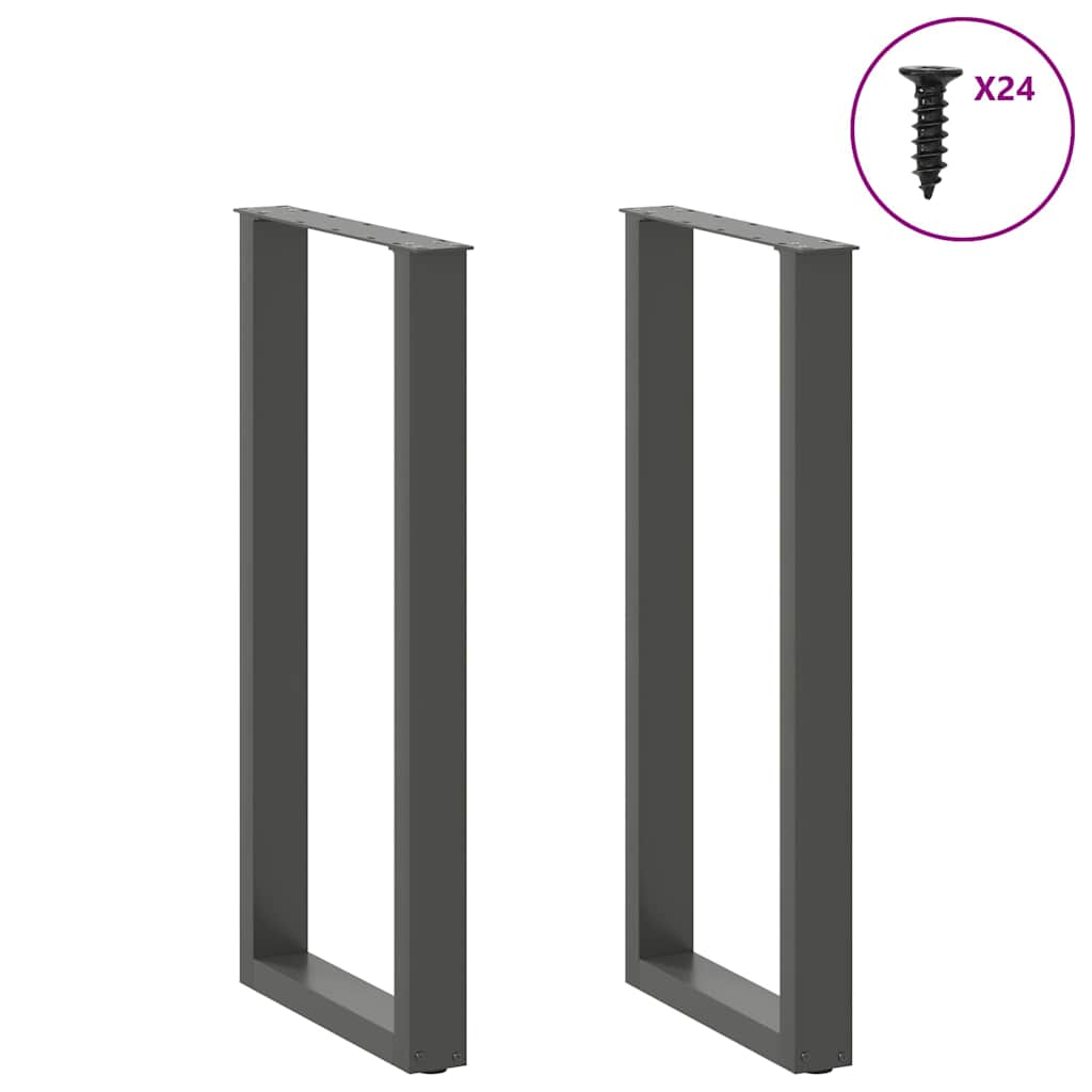 Pés para mesa de bar em formato de u, 2 peças, antracite, 50x(100-101) cm, aço