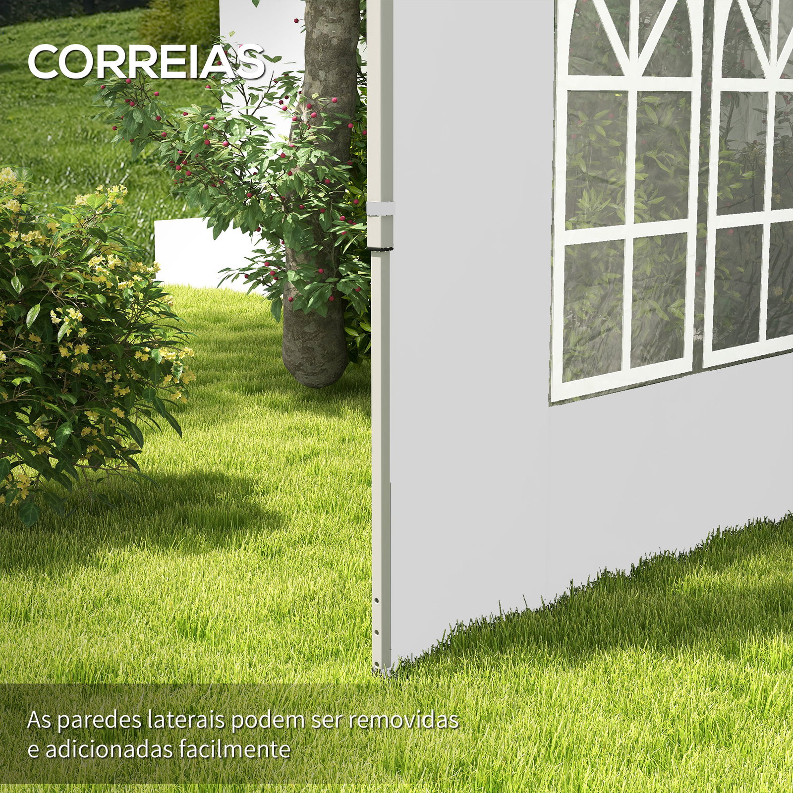 2 Paredes laterais para tenda de 3x3 / 3x4 m 295x195 cm parede de substituição de tecido oxford para tendas dobráveis branco