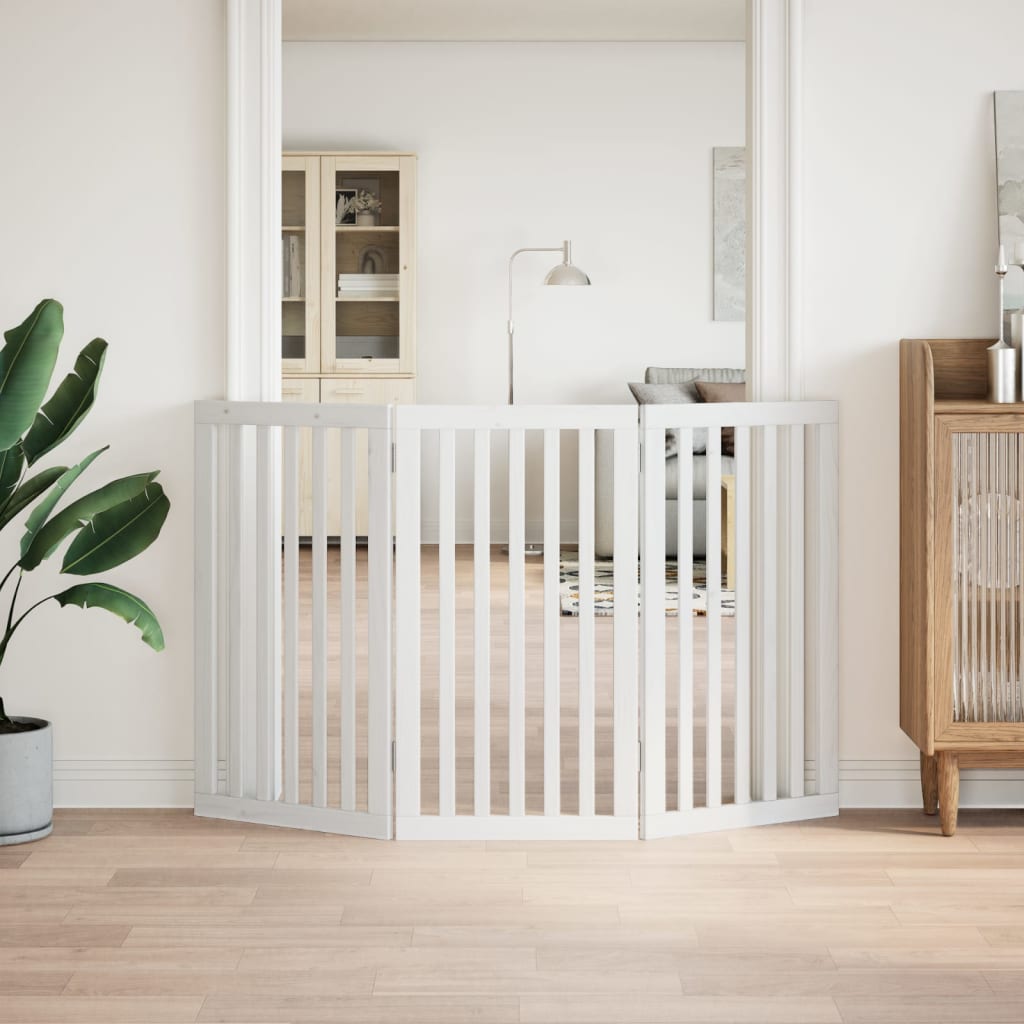 Portão para cães dobrável 3 painéis 150 cm álamo branco