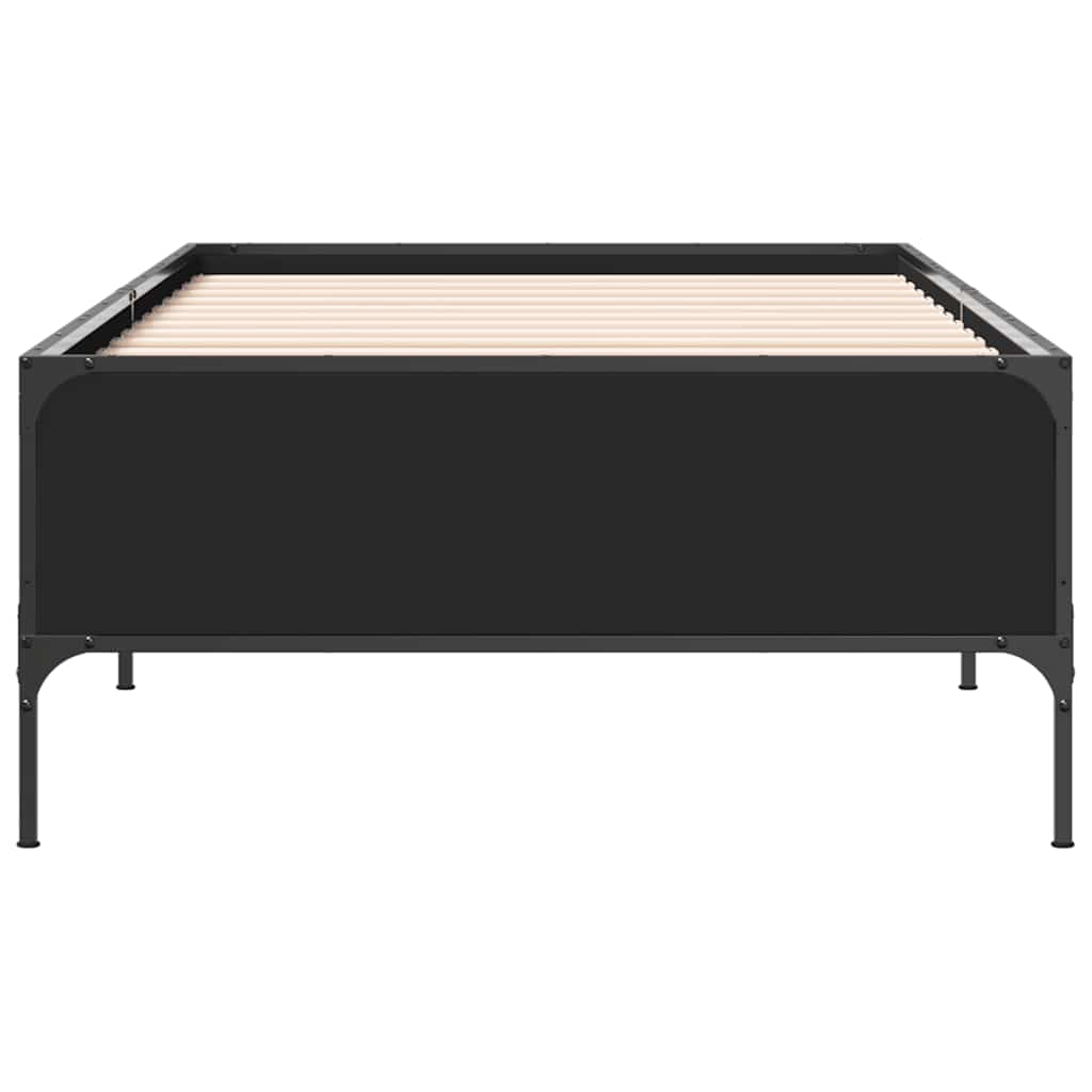 Estrutura de cama 90x200 cm derivados de madeira/metal preto