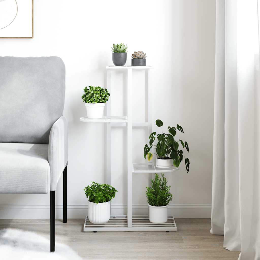 Suporte de vasos c/ 4 prateleiras 43x22x76 cm metal branco