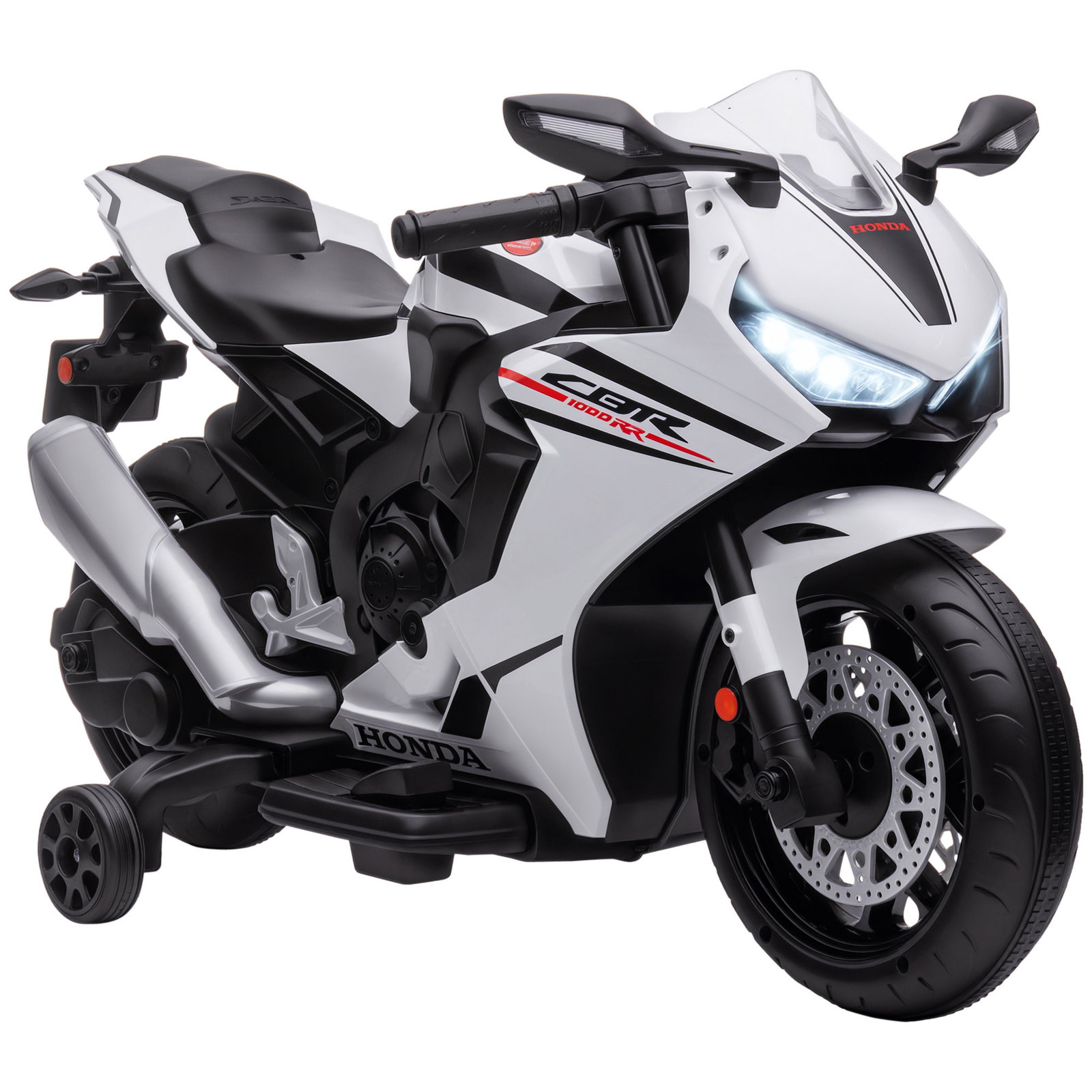 Mota elétrica com licença honda para crianças de 3-5 anos mota a bateria 6v com farol buzina música 90x44x52cm branco