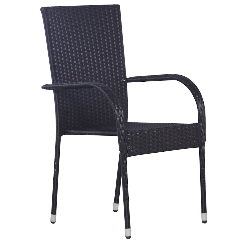 3 Pcs conjunto de jantar para jardim preto