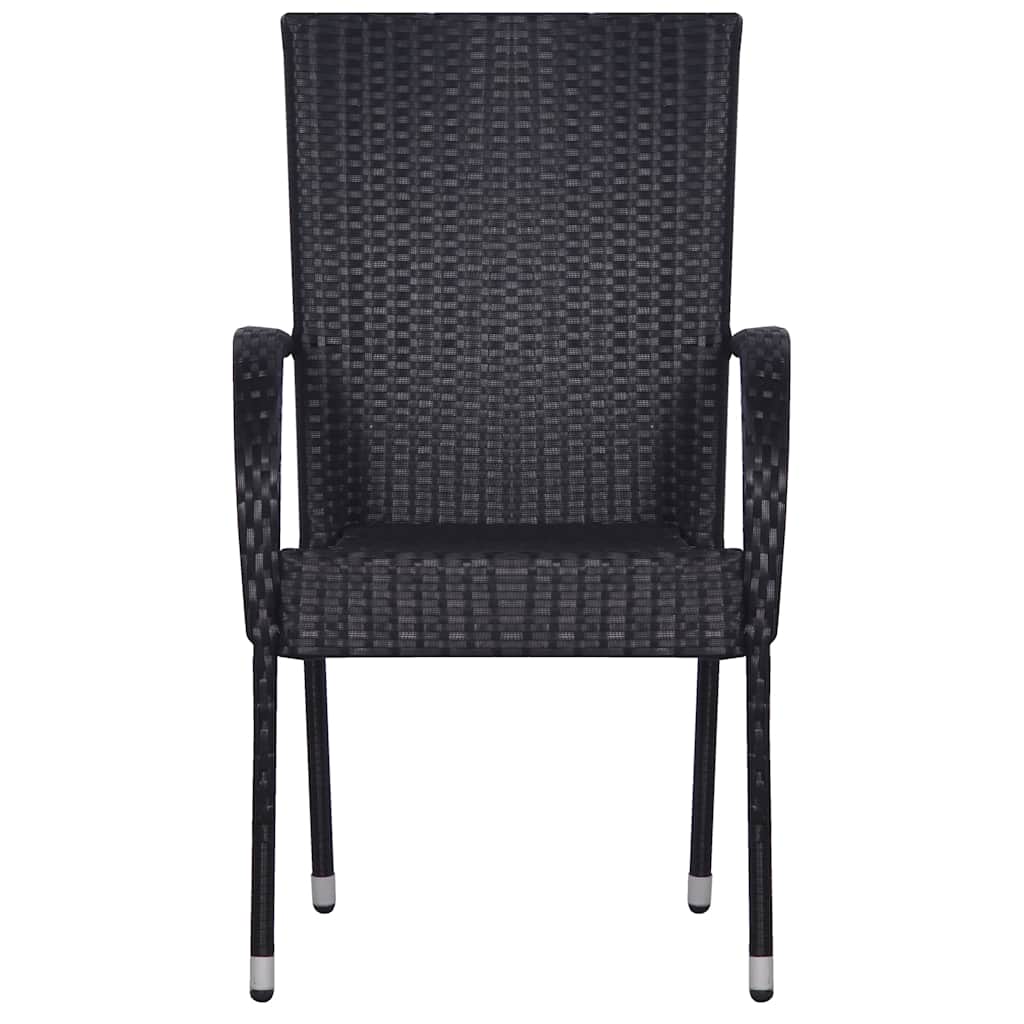 3 Pcs conjunto de jantar para jardim preto
