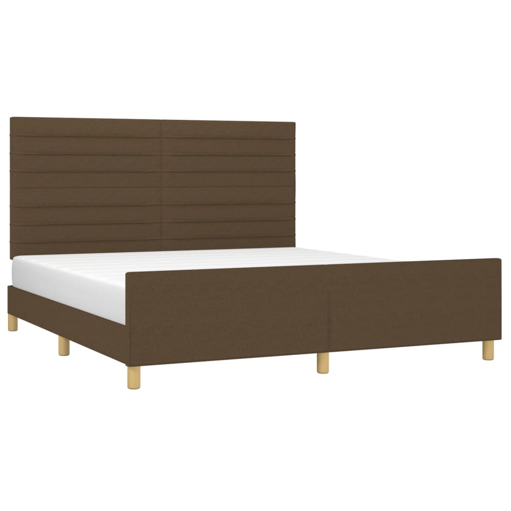 Estrutura de cama sem colchão 180x200 cm tecido castanho-escuro
