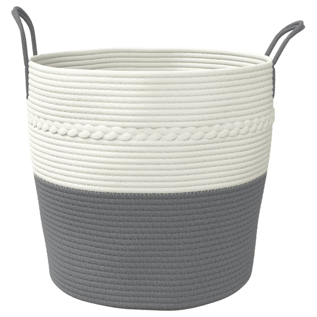 Cesto de arrumação ø43x38 cm algodão cinzento e branco
