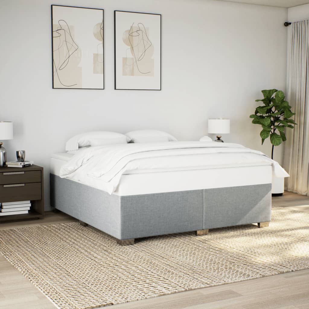 Estrutura de cama sem colchão 180x200 cm tecido cinzento-claro