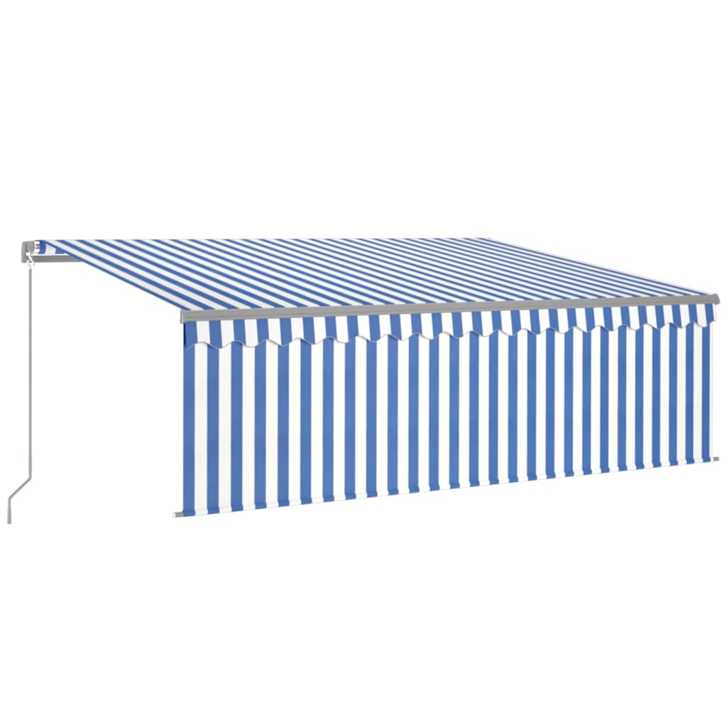 Toldo retrátil manual com estore 4x3 m azul e branco