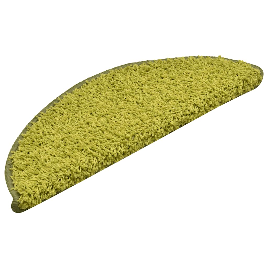 Tapetes de escada 30 peças 56x17x3 cm verde semicircular