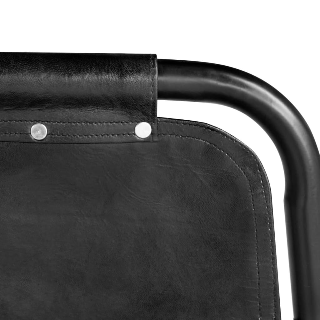 Cadeiras de jantar 4 pcs couro genuíno preto