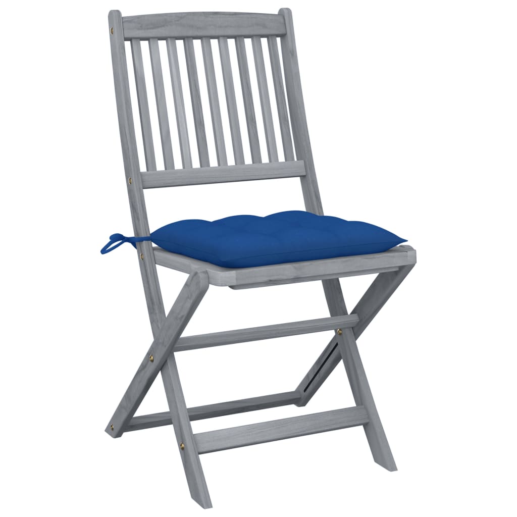 Cadeiras exterior dobráveis c/ almofadões 6 pcs acácia maciça