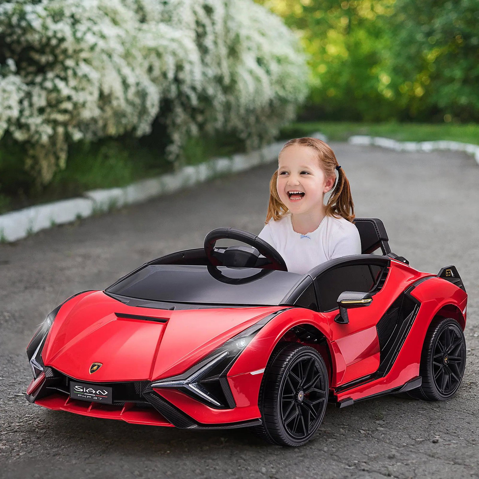 Carro Elétrico Lamborghini SIAN 12V para Crianças de 3-5 anos com Controle Remoto Abertura da Porta Música MP3 USB e Faróis 108x