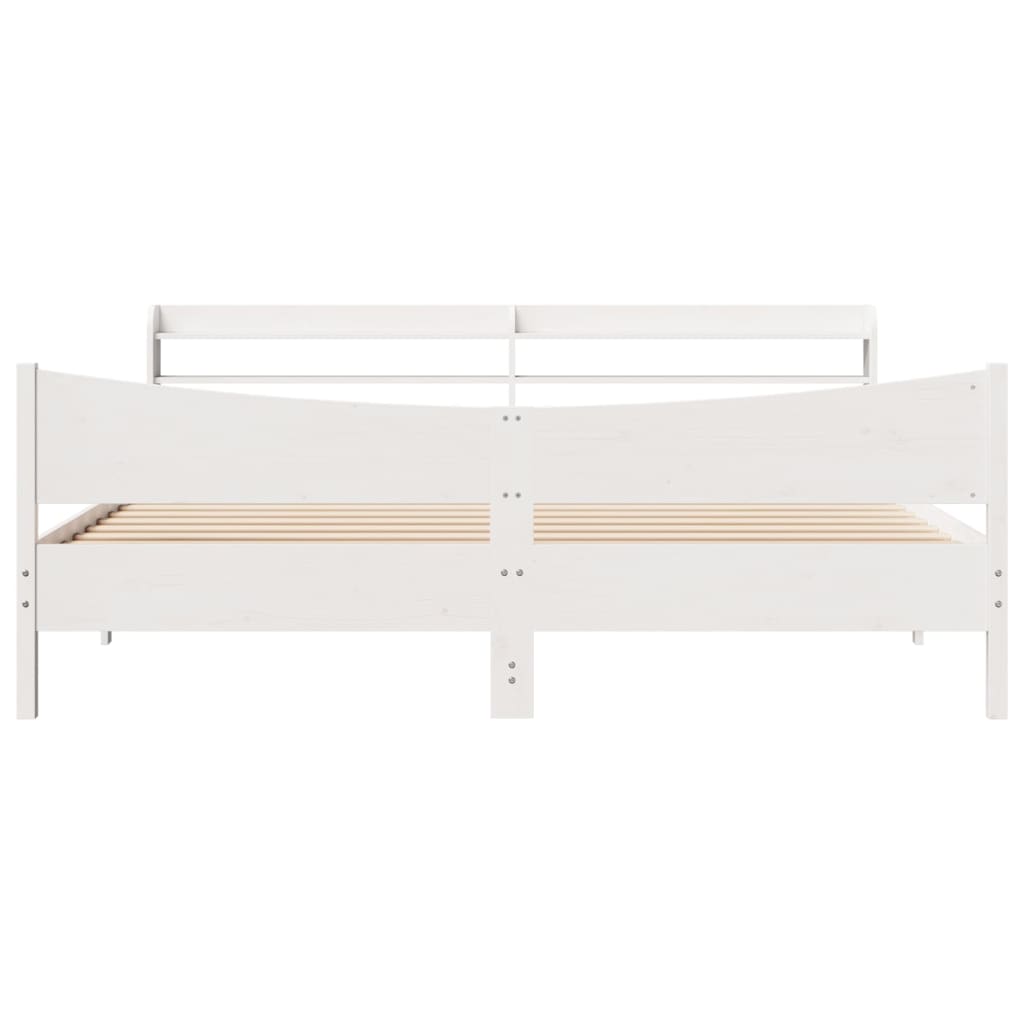 Estrutura de cama com cabeceira 200x200 cm pinho maciço branco