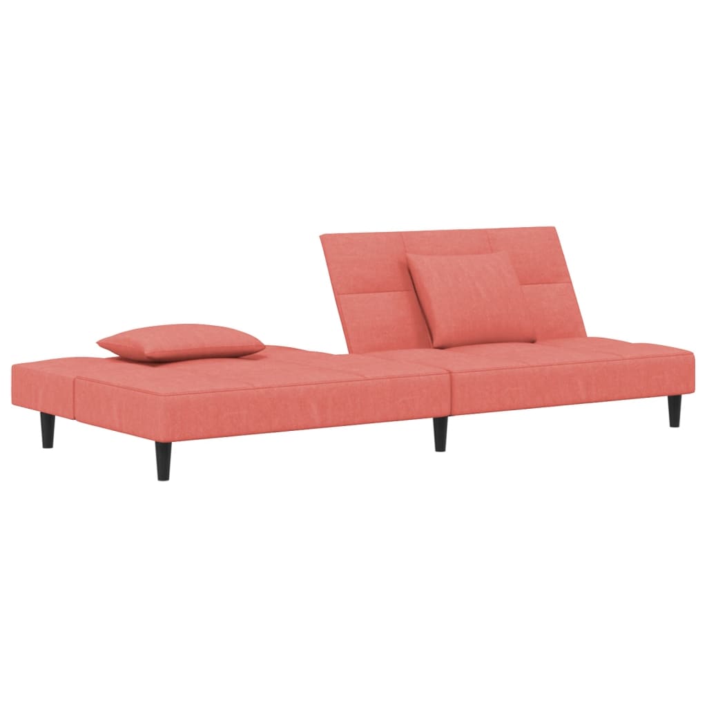 Sofá-cama 2 lugares com duas almofadas veludo rosa