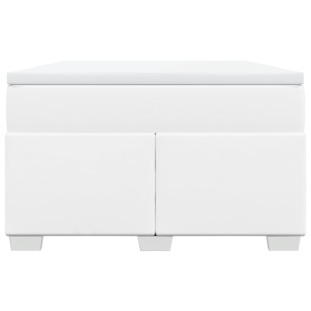 Cama boxspring com colchão 120x190 cm couro artificial branco