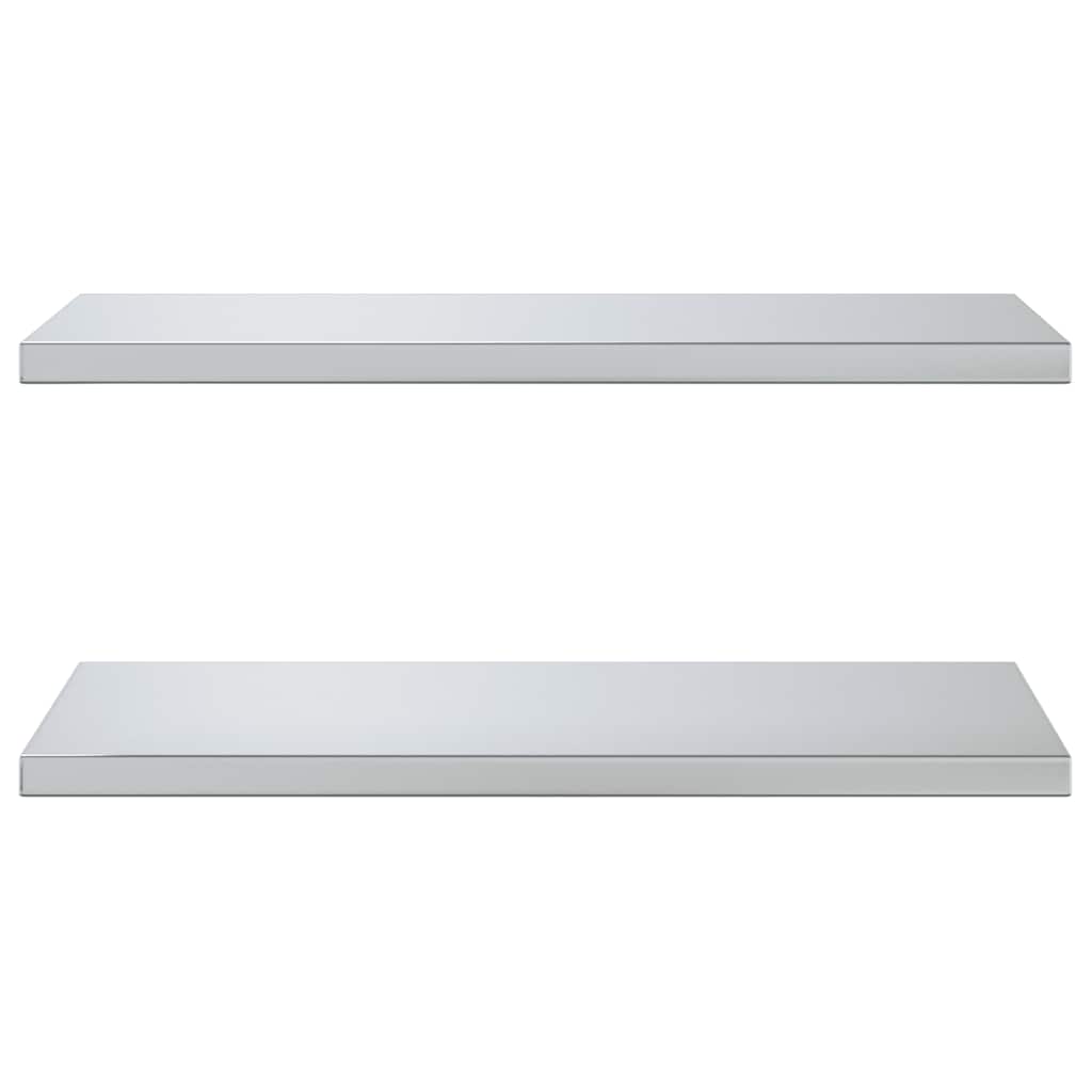 Prateleiras de parede 2 pcs 75x40 cm aço inoxidável prateado