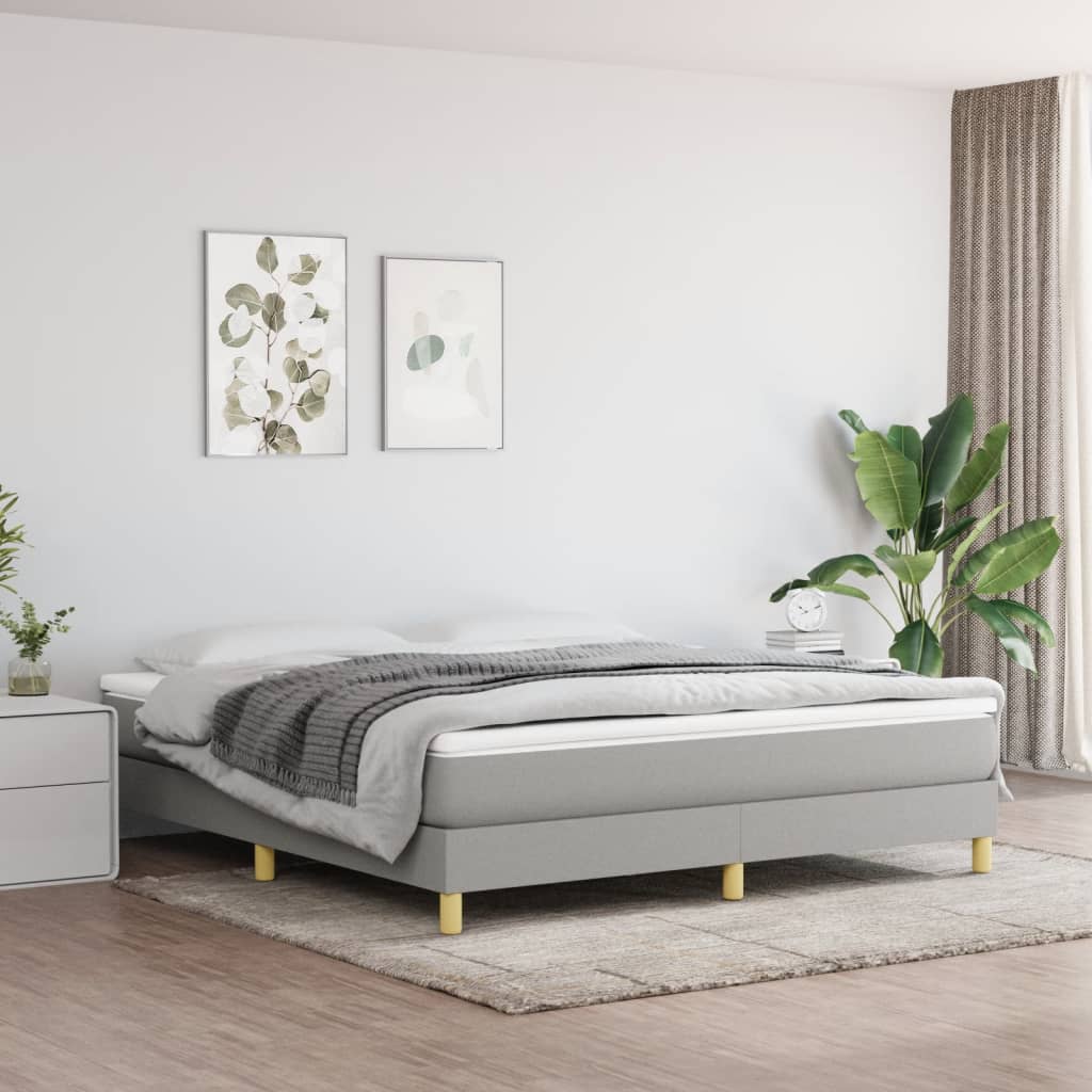 Estrutura de cama com molas 180x200 cm tecido cinzento-claro