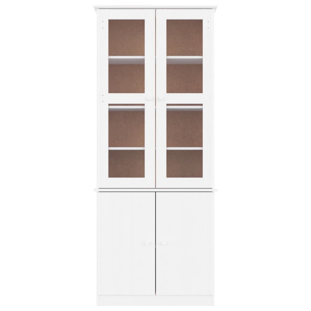 Expositor portas vidro alta 77x35x186,5 cm pinho maciço branco