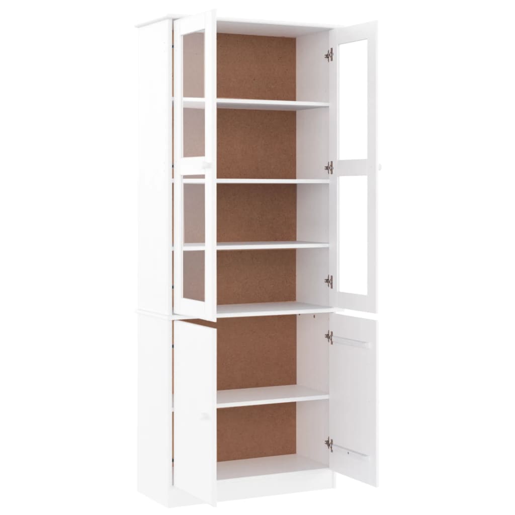 Expositor portas vidro alta 77x35x186,5 cm pinho maciço branco