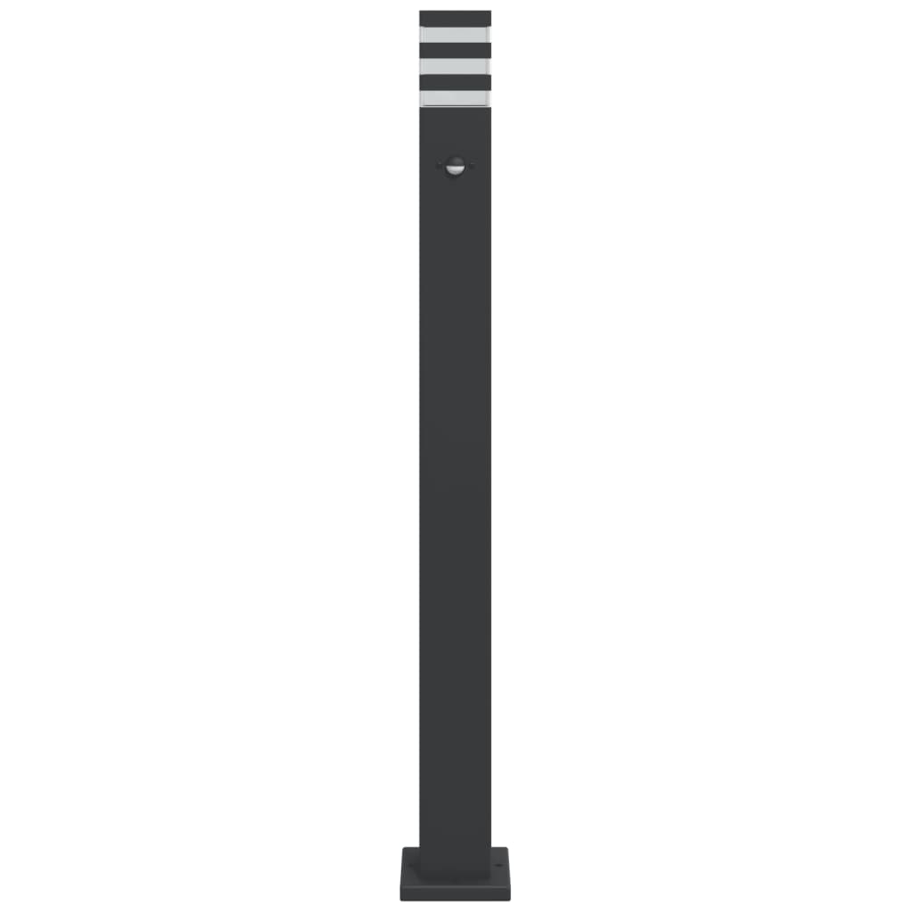 Candeeiro de chão para exterior com sensor 110cm alumínio preto