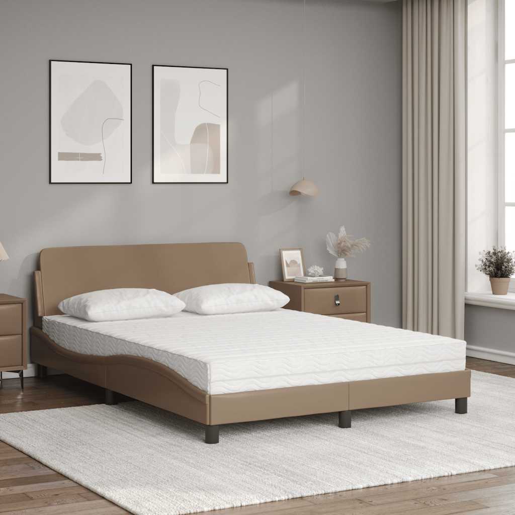 Cama com colchão dover 140x190 cm couro artificial cappuccino