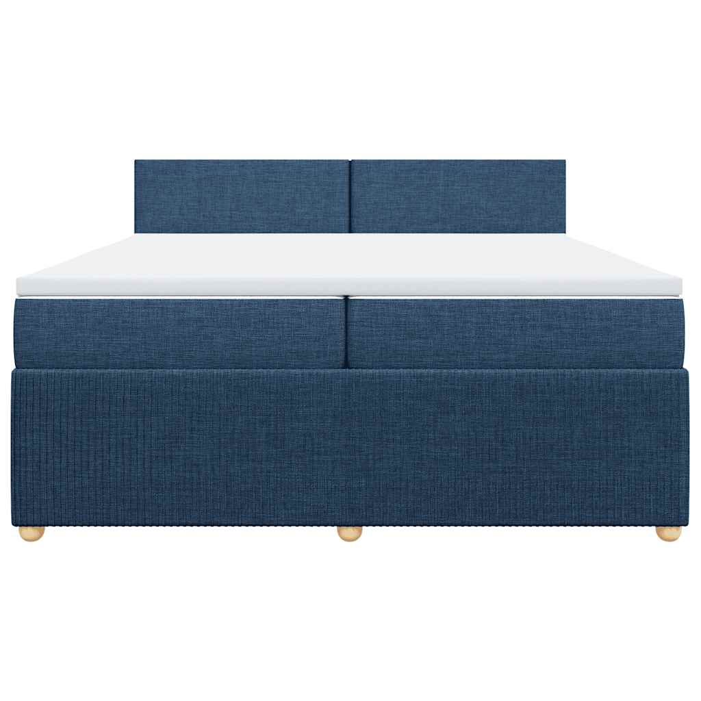 Cama com molas/colchão 200x200 cm tecido azul