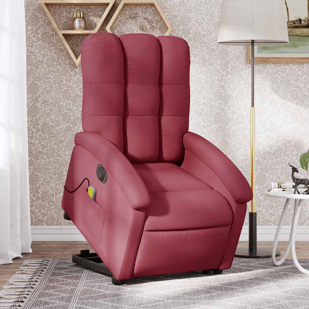 Poltrona elevatória de massagens elétrica tecido vermelho tinto