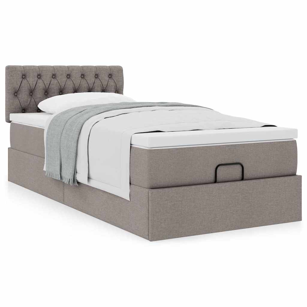 Cama otomana com colchão 90x200 cm tecido cinza