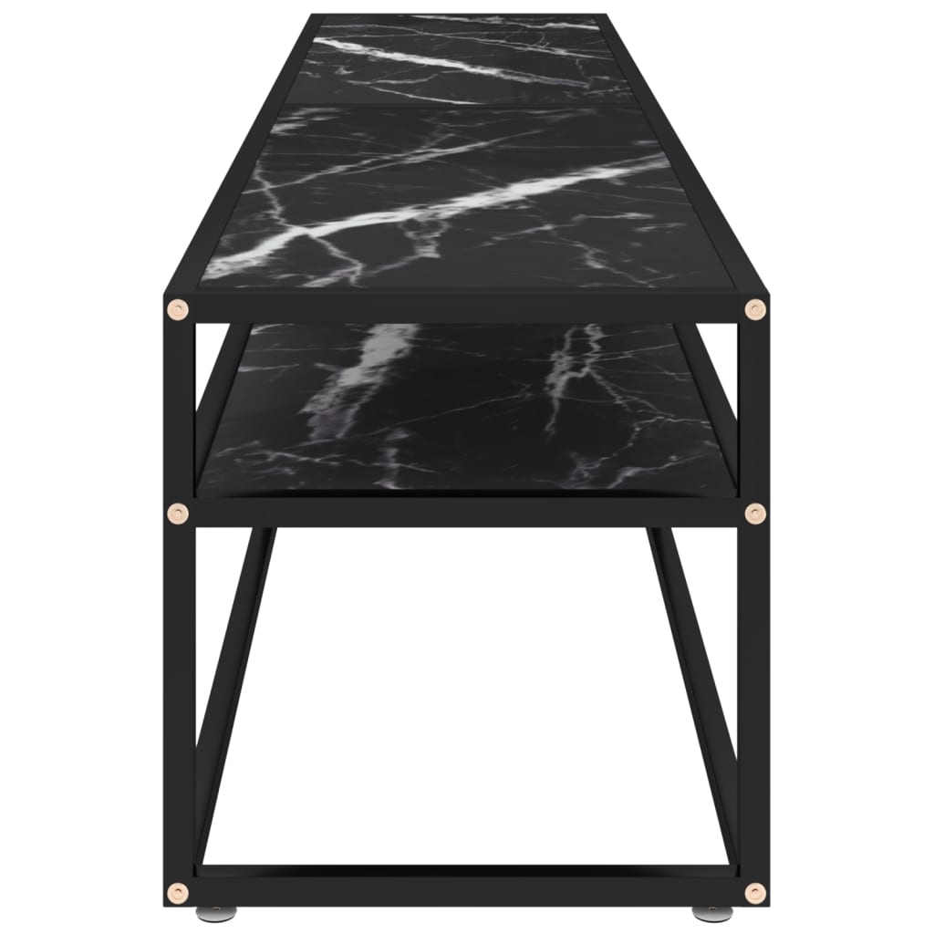 Móvel de TV 180x40x40,5 cm vidro temperado mármore preto