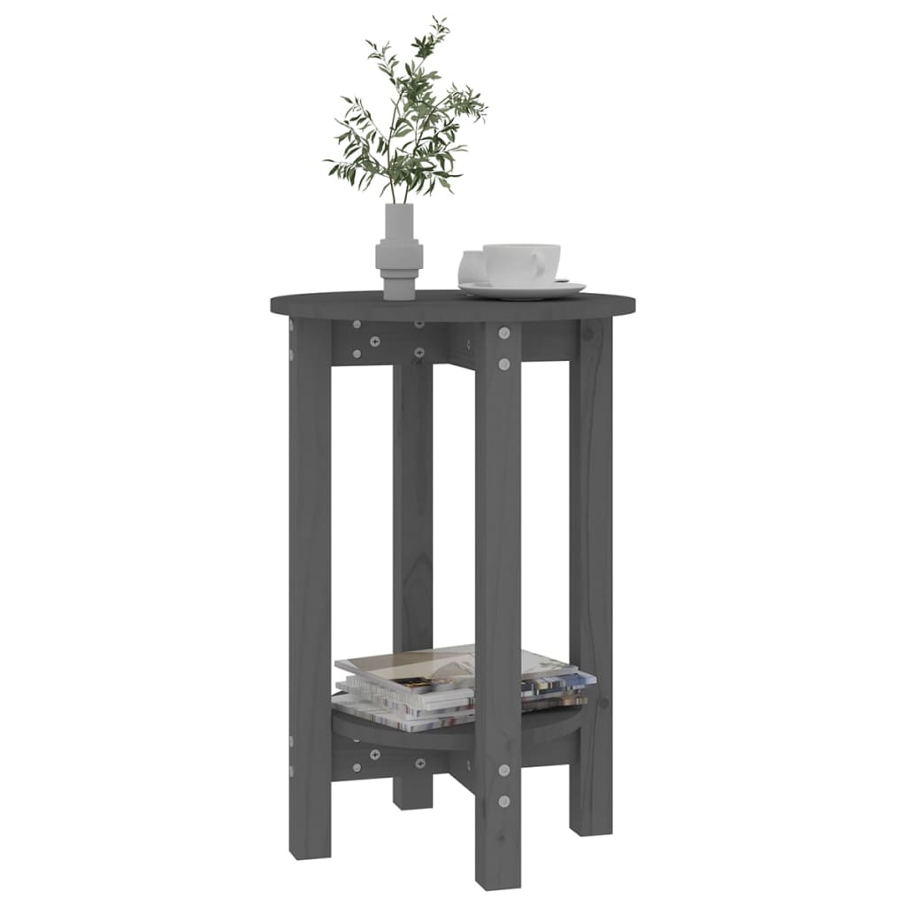 Mesa de centro ø 40x60 cm madeira de pinho maciça cinzento