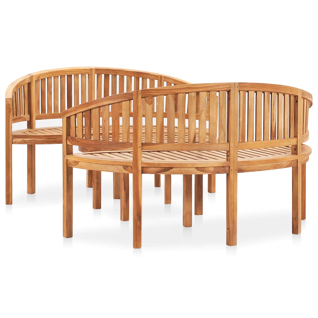 3 Pcs conj. lounge de jardim formato banana teca maciça