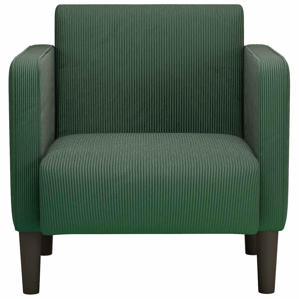 Poltrona com apoio de braços 54 cm tecido corduroy verde escuro