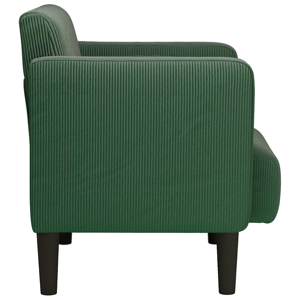 Poltrona com apoio de braços 54 cm tecido corduroy verde escuro