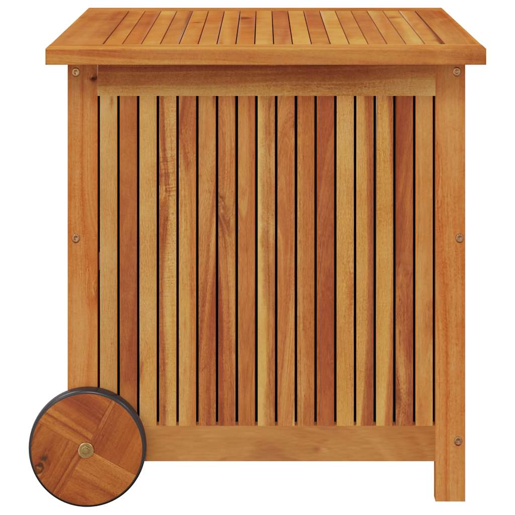 Caixa arrumação jardim c/rodas 60x50x58cm madeira acácia maciça