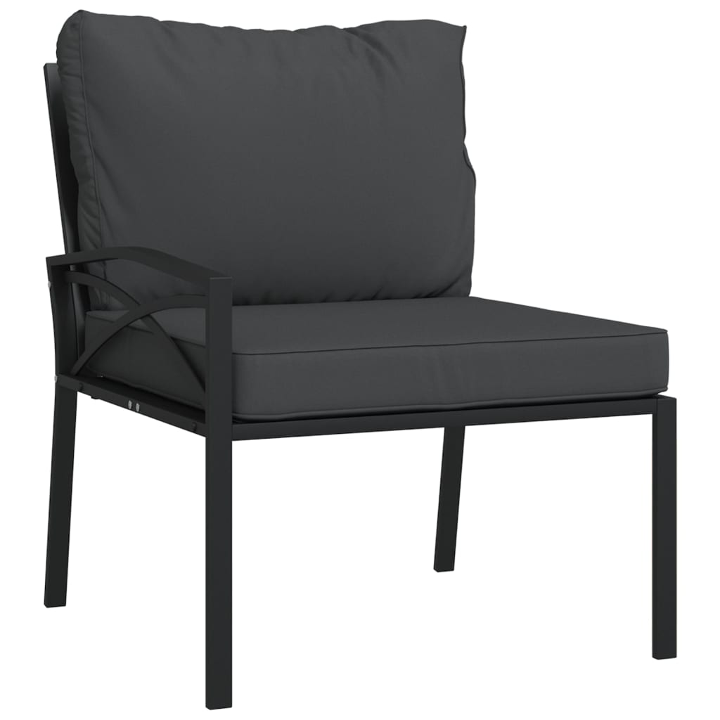 Cadeiras de jardim c/ almofadões cinzentos 2 pcs 62x75x79cm aço