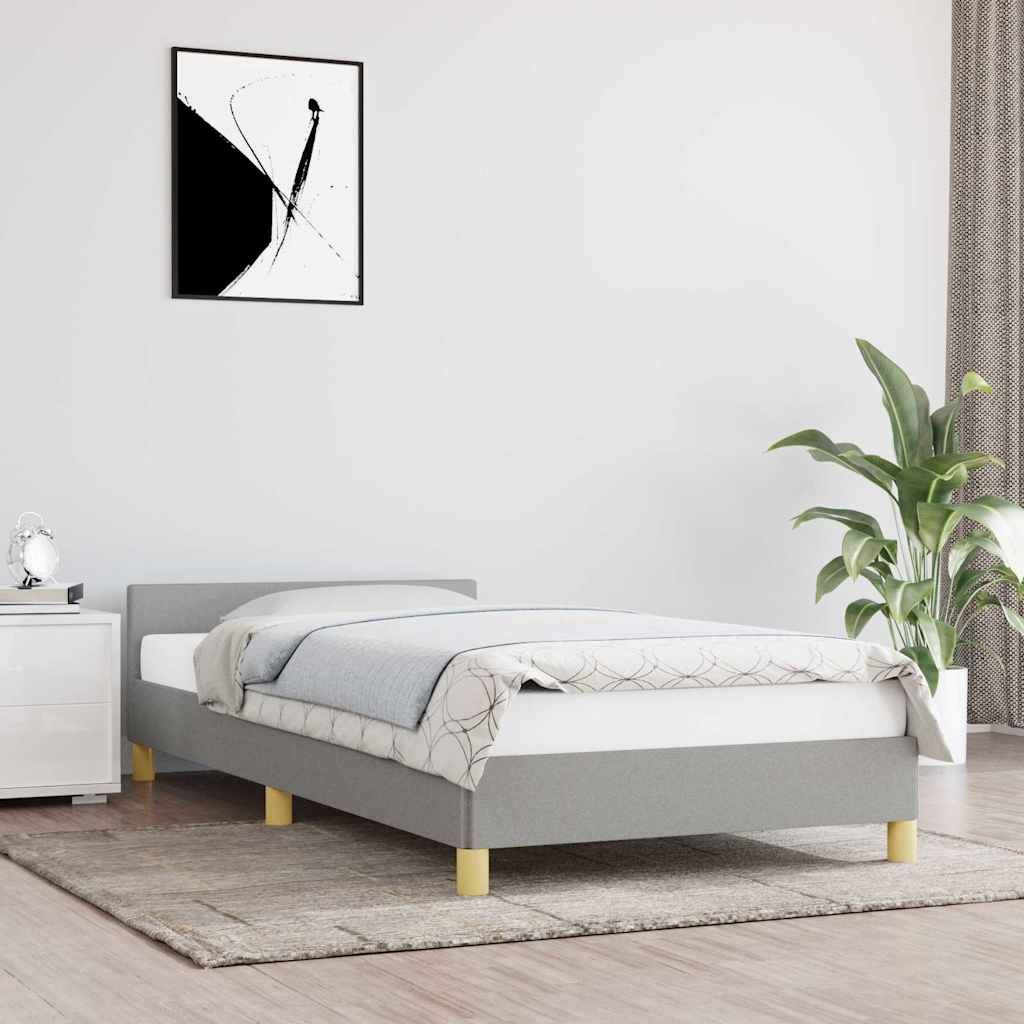 Estrutura de cama sem colchão 90x190 cm tecido cinzento-claro