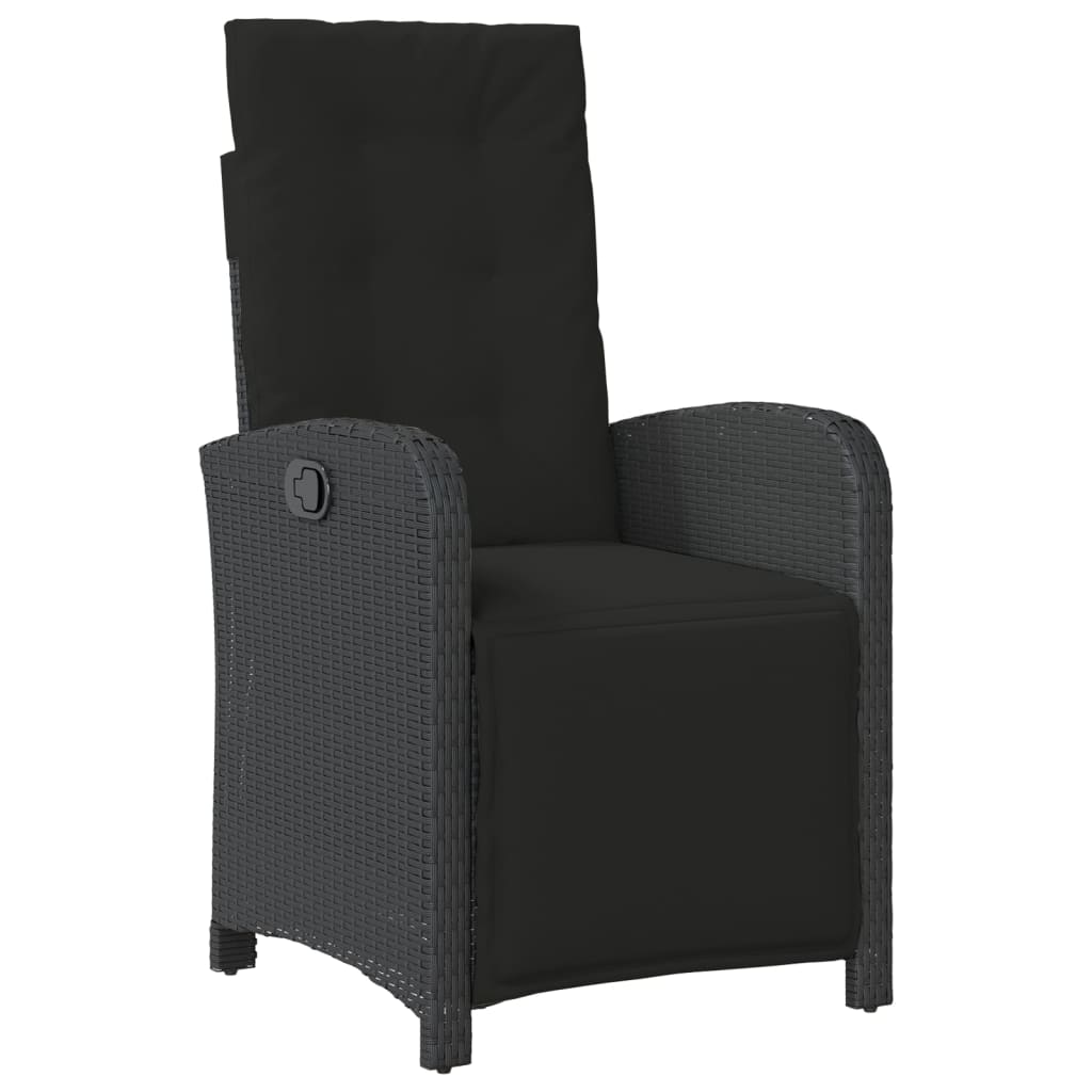 3 Pcs conjunto de bistrô com almofadões vime PE preto