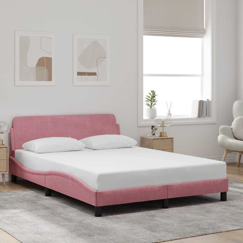 Estrutura de cama com cabeceira dover 120x200 cm veludo rosa