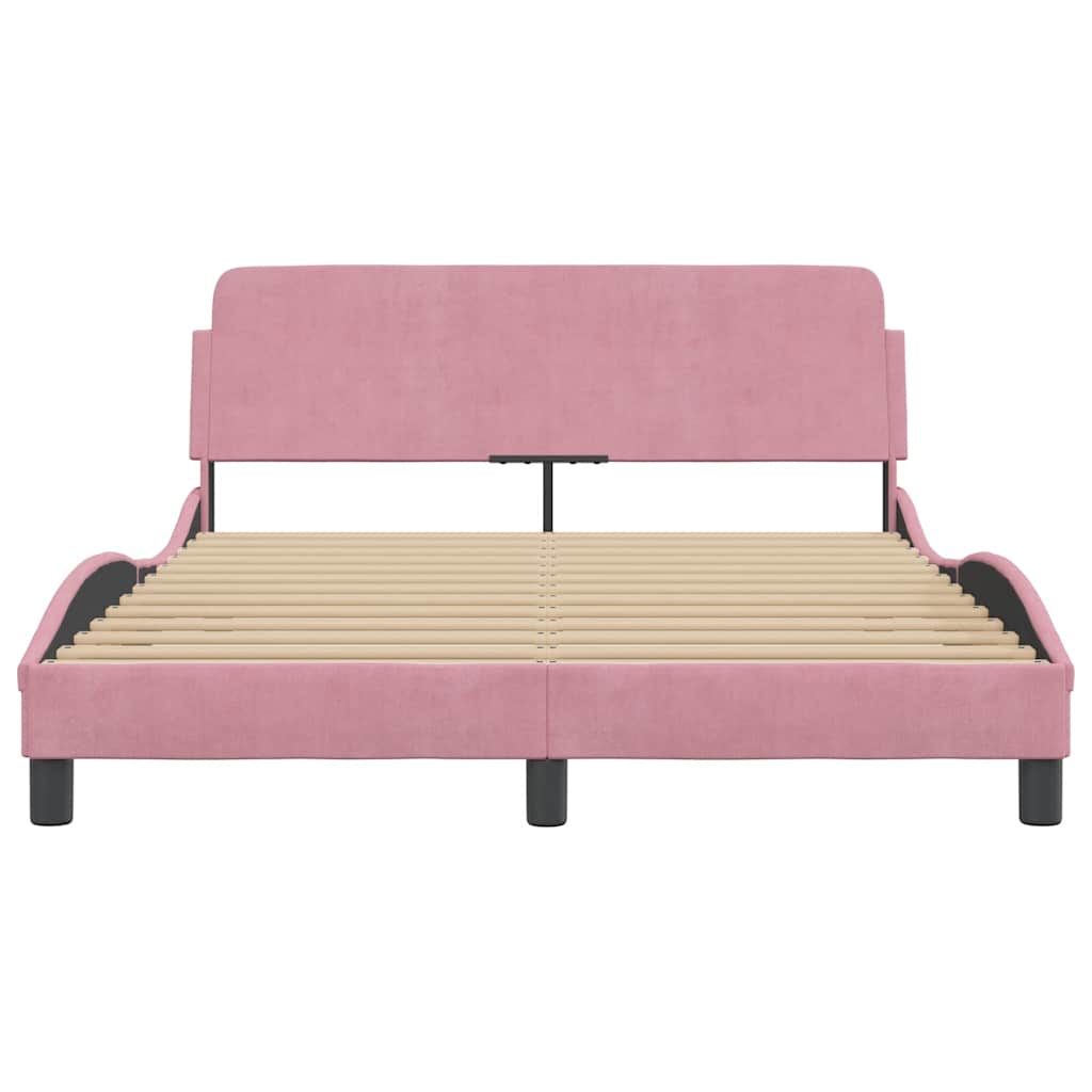Estrutura de cama com cabeceira dover 120x200 cm veludo rosa