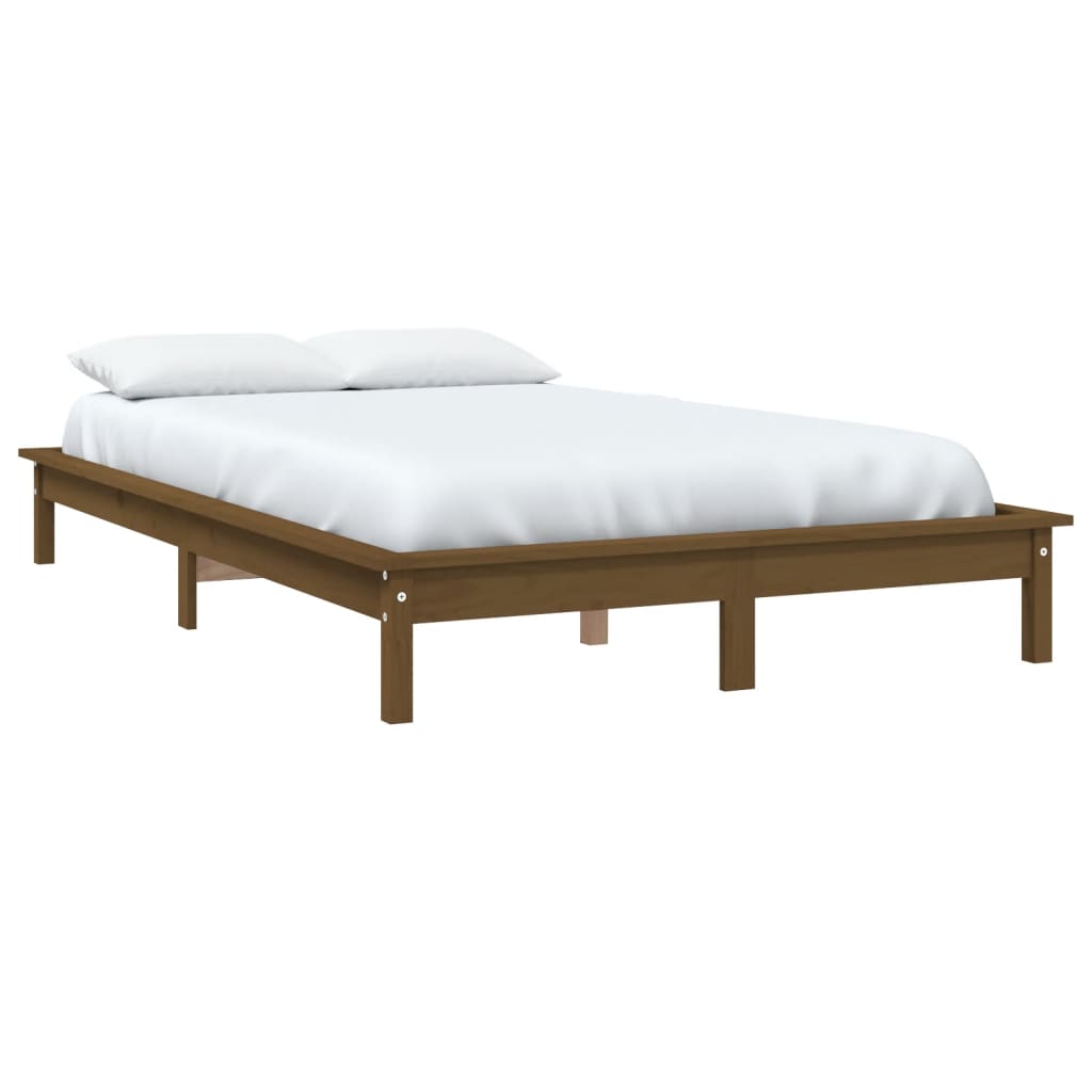 Estrutura de cama 200x200 cm pinho maciço castanho mel