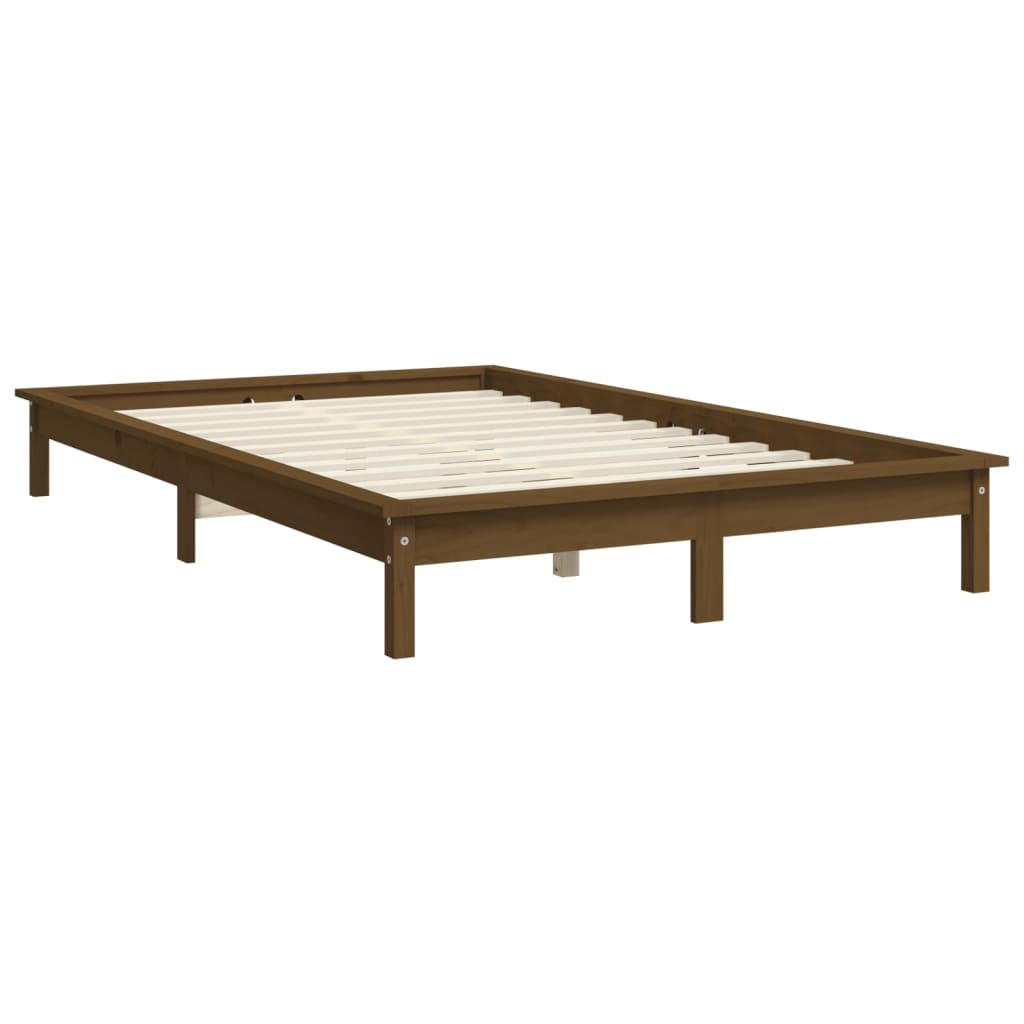 Estrutura de cama 200x200 cm pinho maciço castanho mel