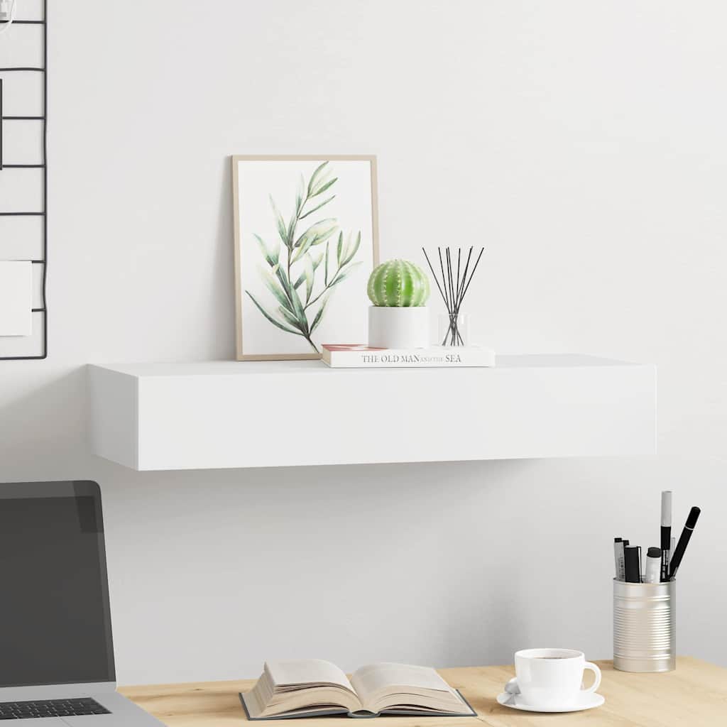 Prateleira de parede com gaveta MDF 60x23,5x10 cm branco