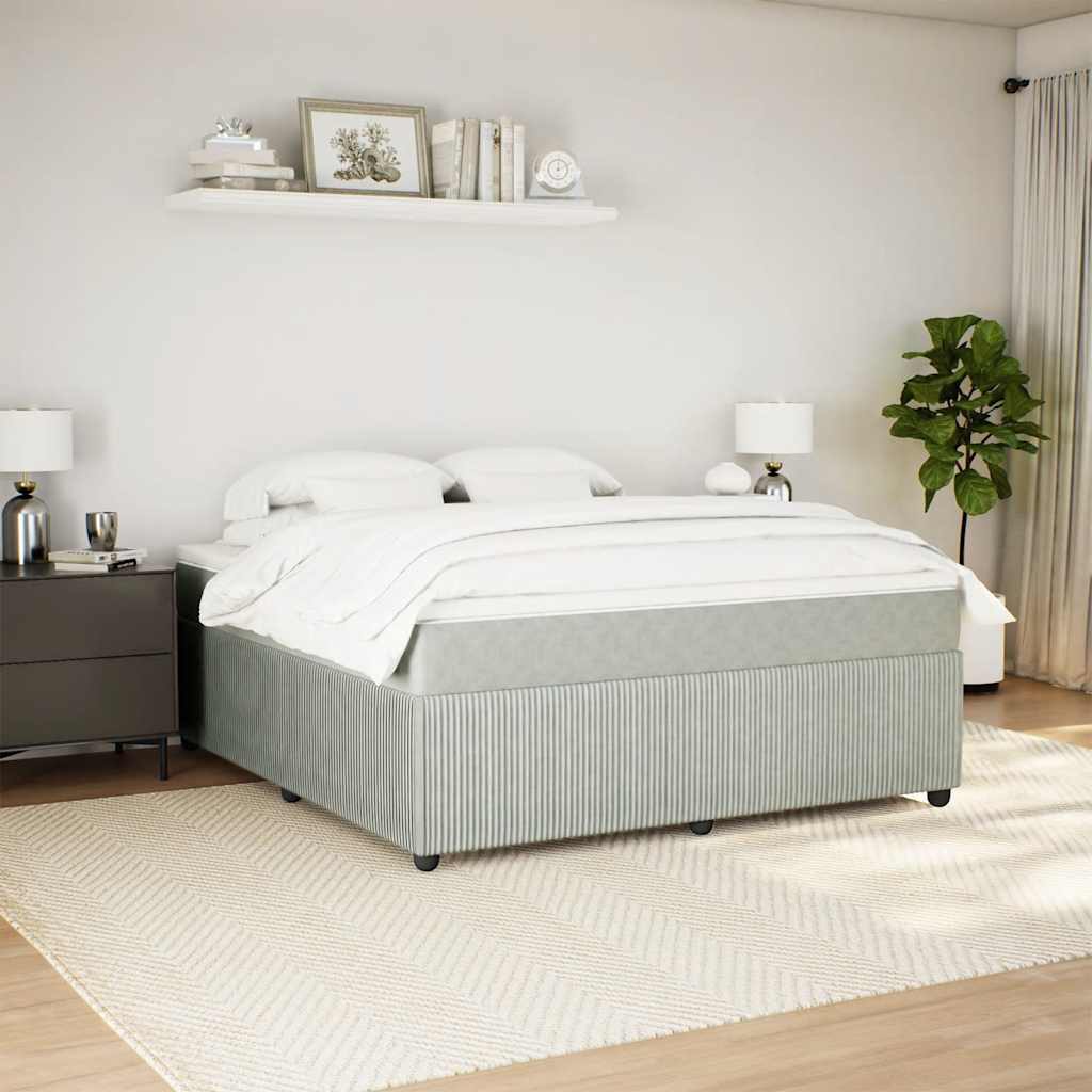 Cama com molas/colchão 180x200 cm veludo cinzento-claro