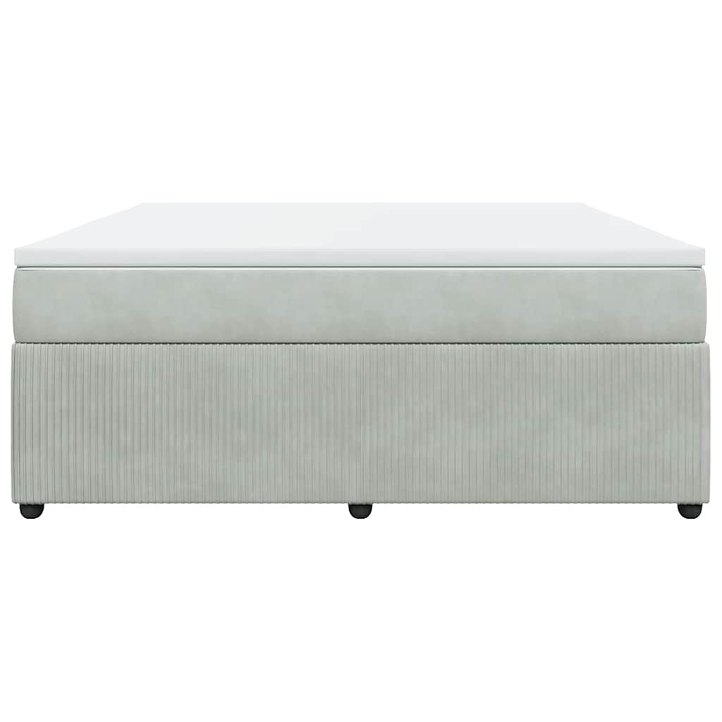 Cama com molas/colchão 180x200 cm veludo cinzento-claro