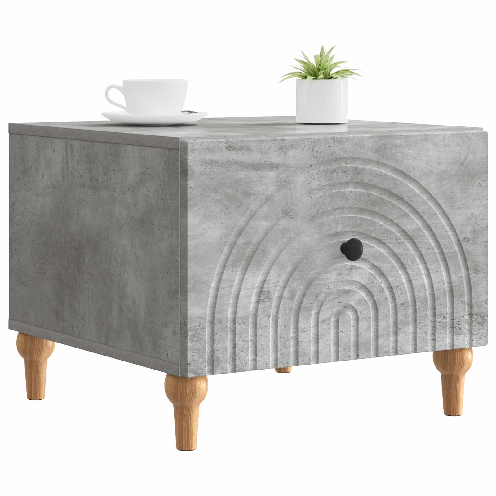Mesa de centro com gaveta cinzento cimento 49 x 50 x 40 cm